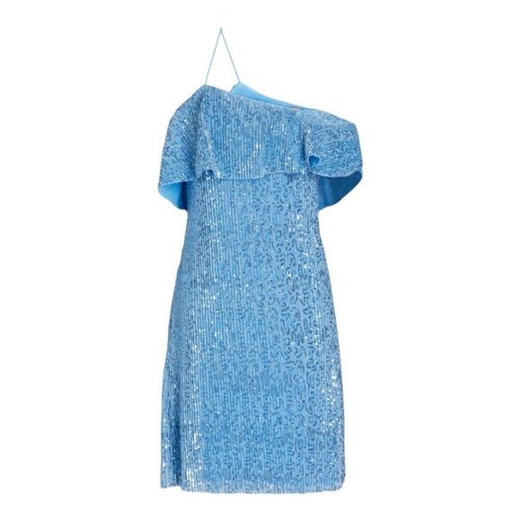 New STINE GOYA Kenza Cockail One Shoulder sequined minidress in Blue Size S - Picture 3 of 14